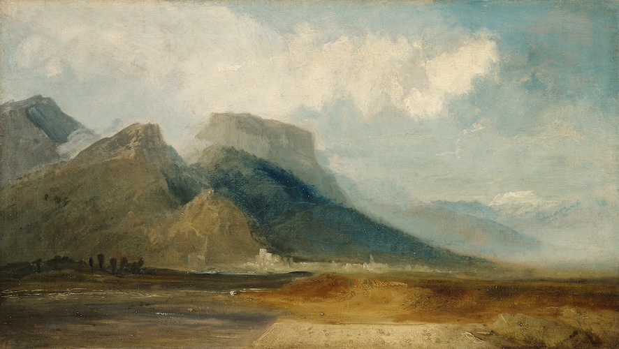 William Turner. Grenoble Seen from the River Drac with Mont Blanc in the Distance circa 1802 painting Oil on canvas support: 362 x 641 mm